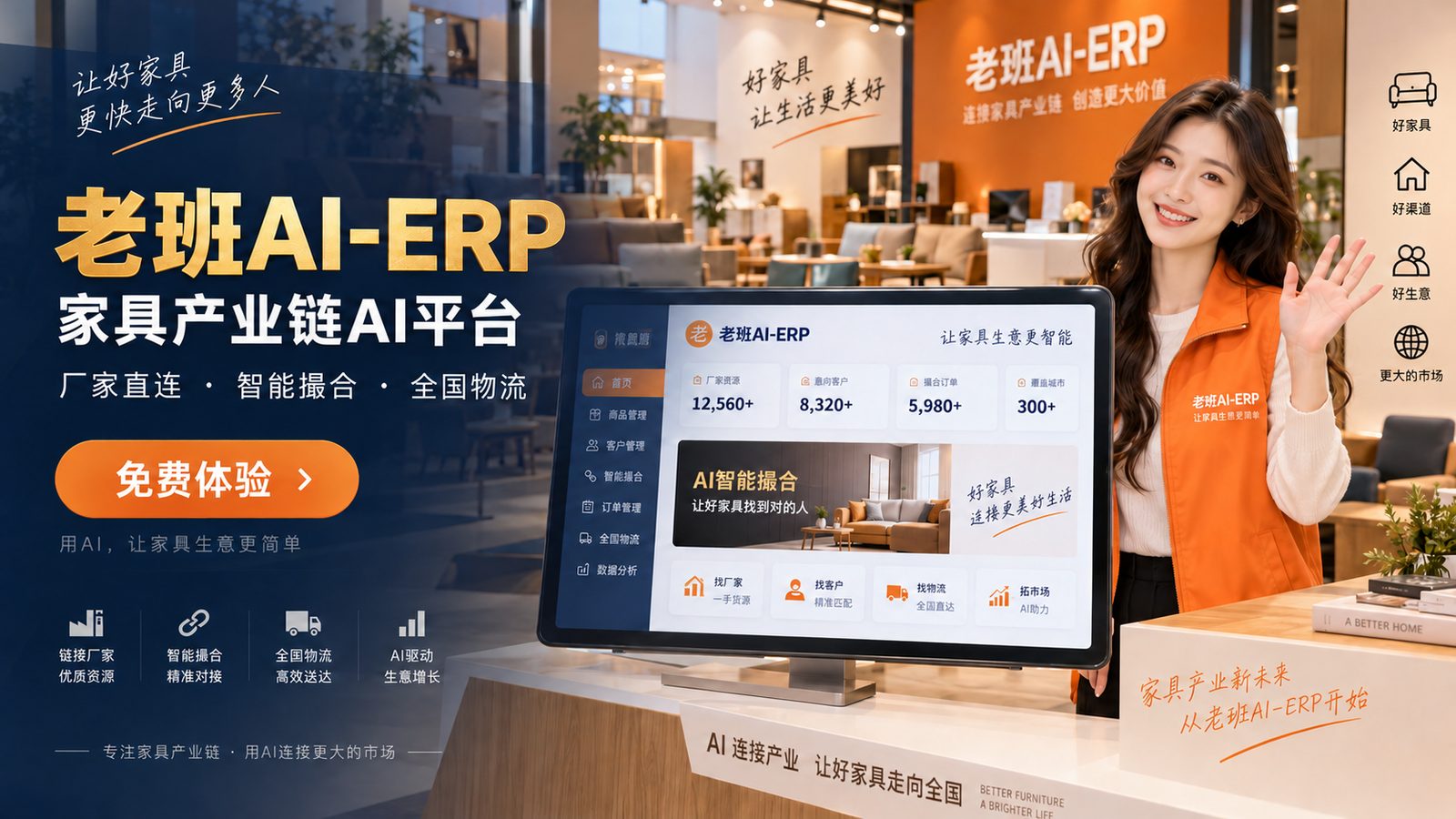 家具产业链AI平台 老班AI-ERP AI管家小爱